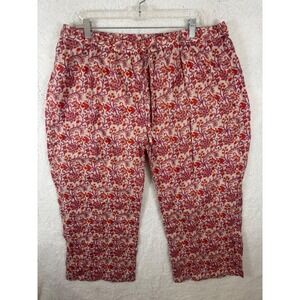 Janasya Floral Print Women's Pants‎ Elastic Waist 3XL Plus Size Casual